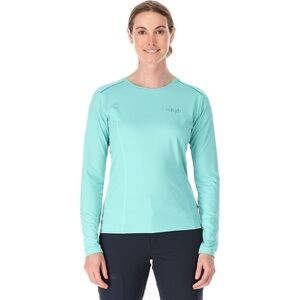 Marika Tek Performance Athletic Long Sleeve Polyester Ruched Shirt Teal Medium